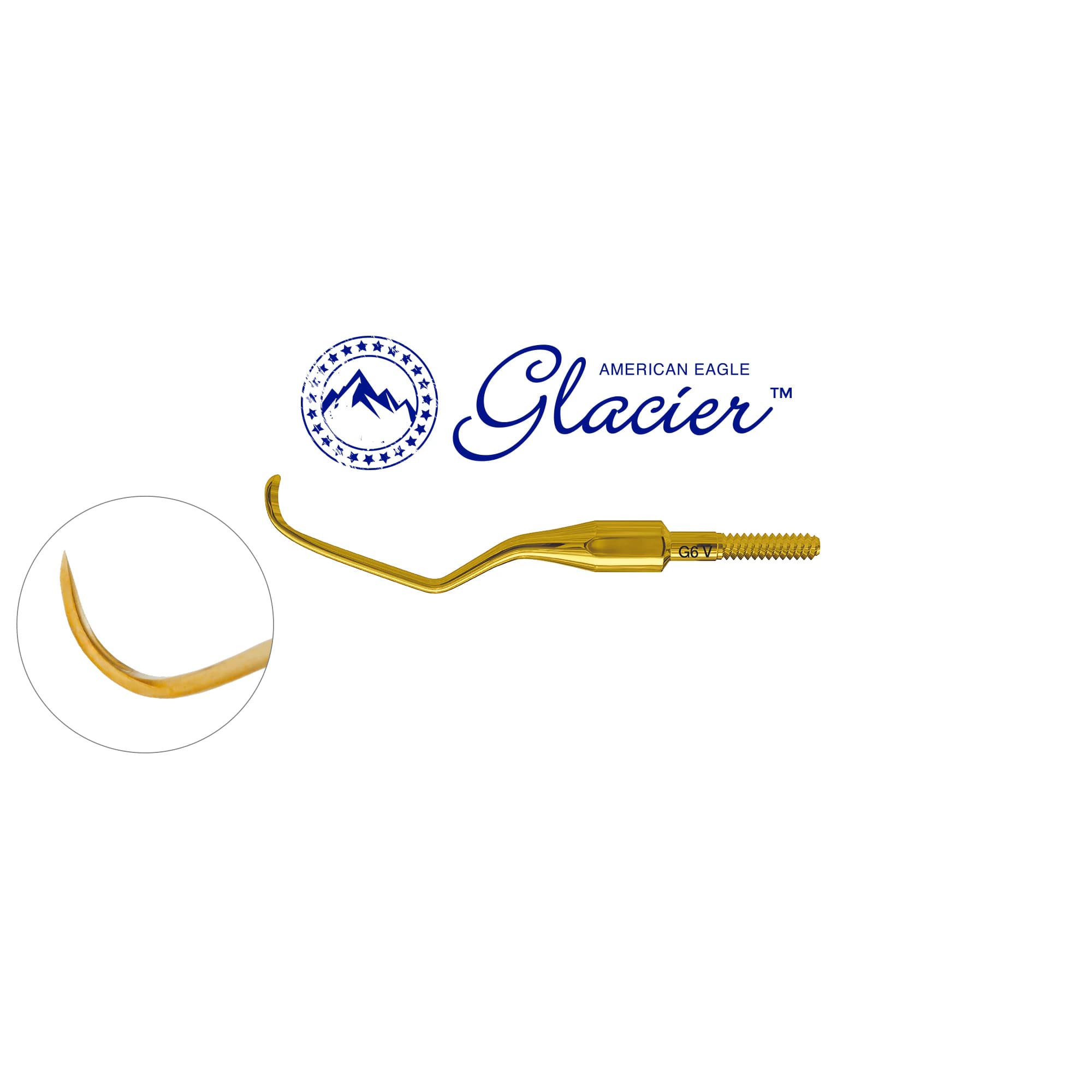 American Eagle Glacier Quik-Tip Gracey Curette #6 Anterior, XP SQUARED Technology, Cone Socket, Standard Shank - XP SQUARED Technology Glacier Quik-Tip Curette Tip – # 6 Gracey, Anterior - XP SQUARED Technology Glacier Quik-Tip Curette Tip – # 6 Gracey, Anterior - Image 1