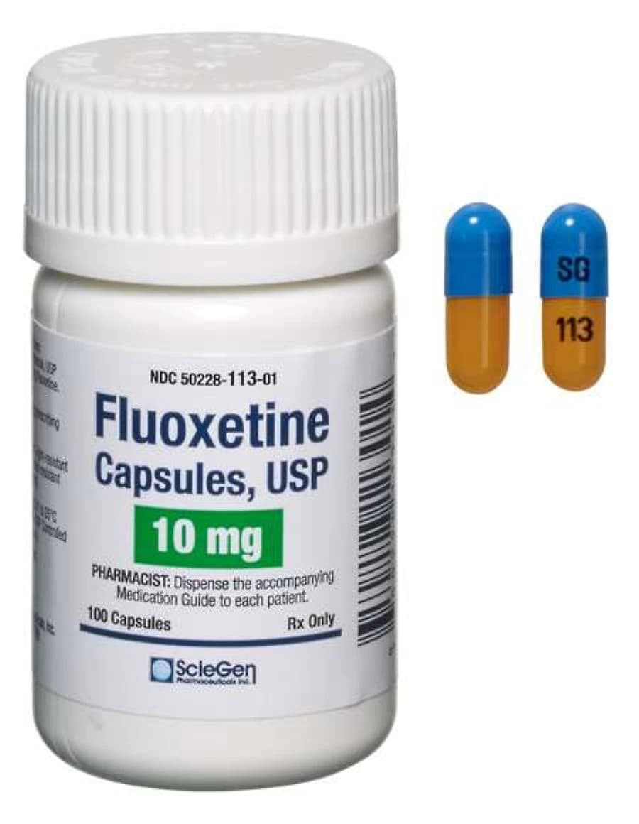Fluoxetine HCl Capsules, 10mg, 100/Bottle, Sciegen Pharmaceuticals - Fluoxetine HCl Capsules - Image 1