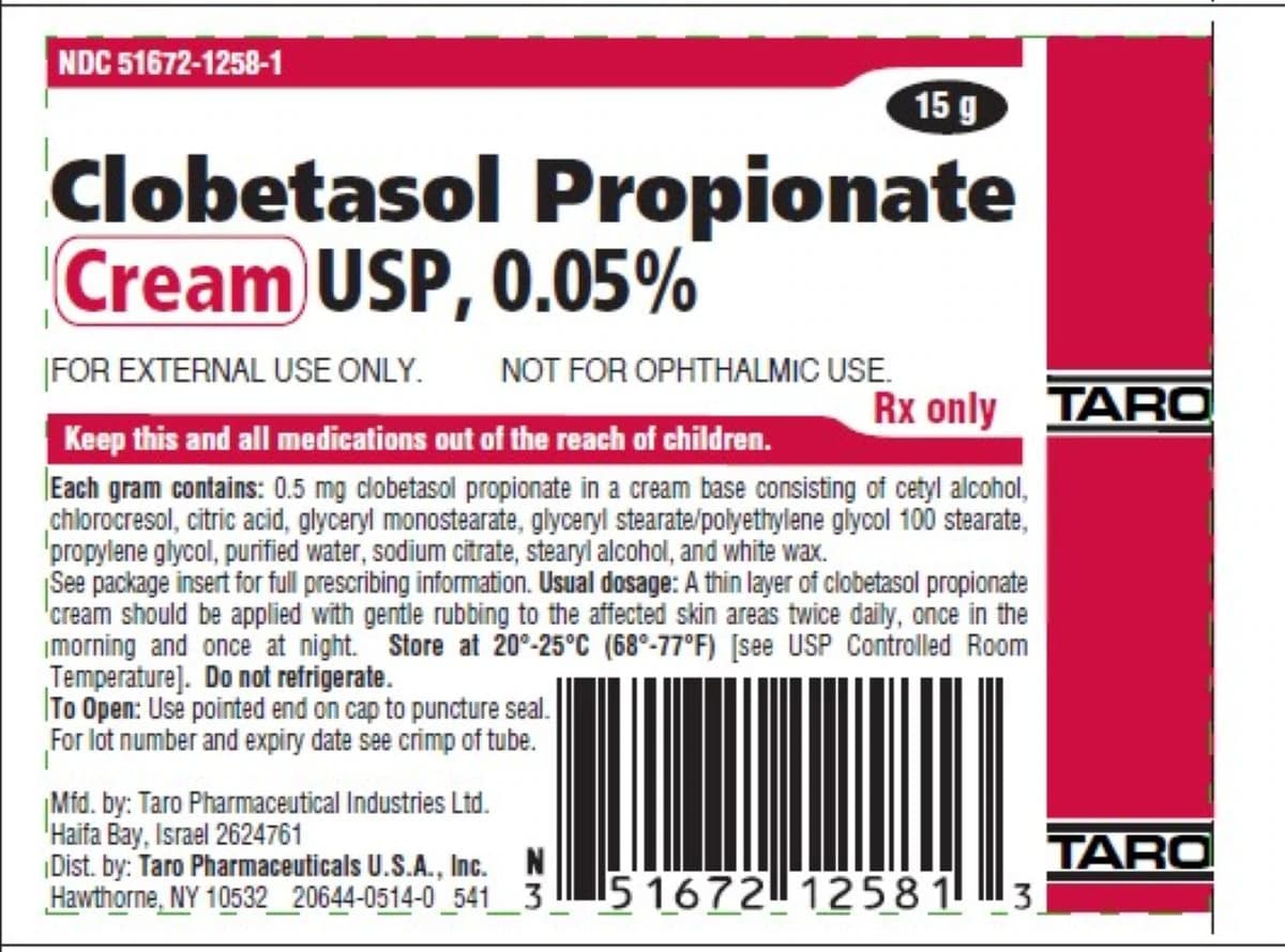 Clobetasol Propionate Cream 0.05%, 15g Tube - Clobetasol Propionate Cream - Image 1