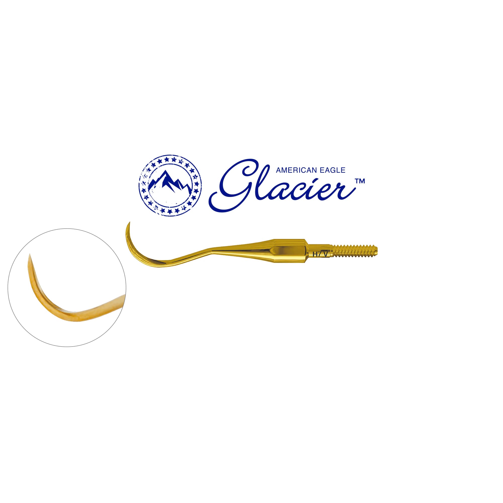 American Eagle Glacier Quik-Tip Scaler, Type H7, Universal Anterior with XP SQUARED Technology, Cone Socket, 440A Stainless Steel - American Eagle® Glacier™ Quik-Tip™ Scaler Type: H7 Universal Anterior with XP® SQUARED Technology - Image 1