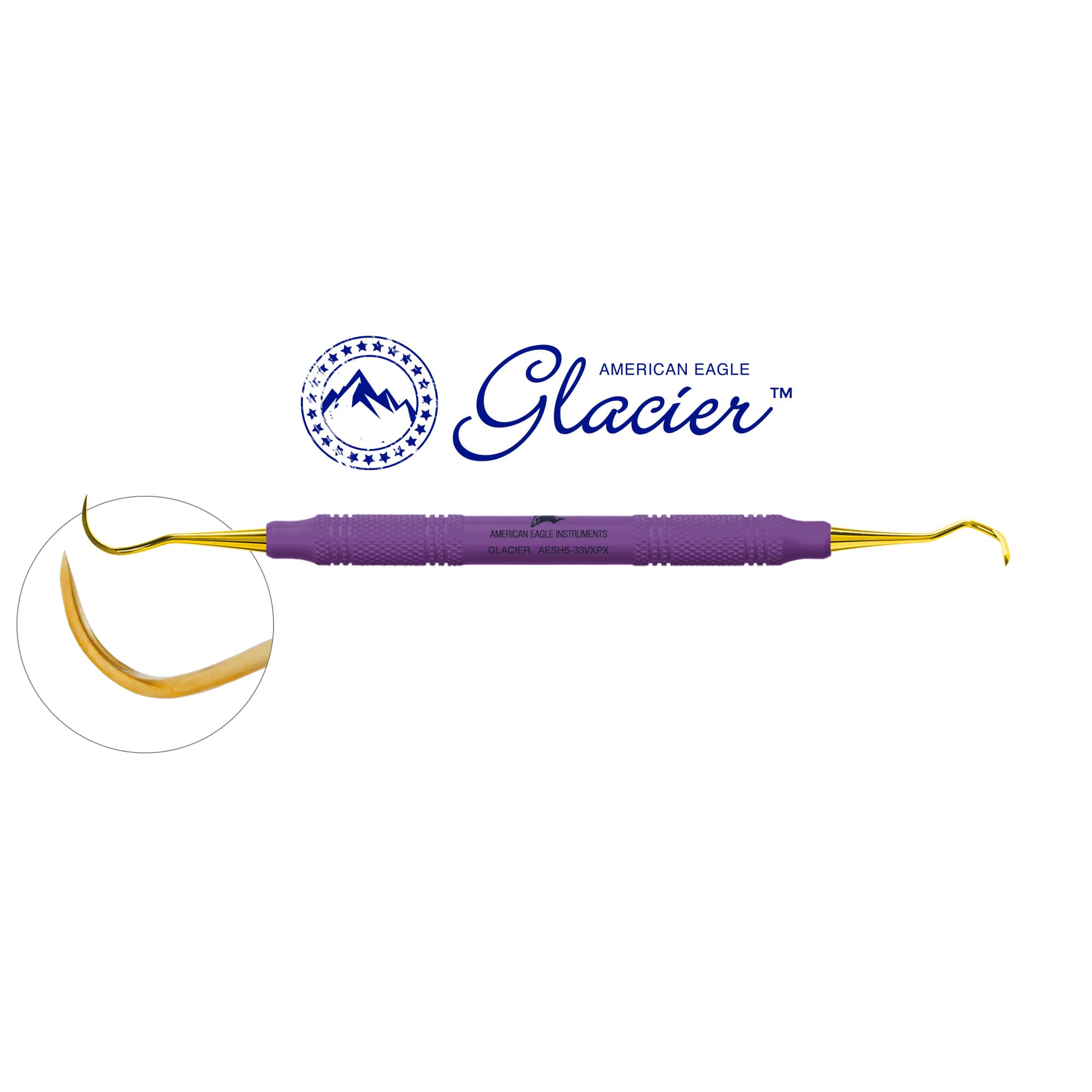 American Eagle Glacier Anterior Scaler with XP SQUARED Technology, H 5/33, Purple, EagleLite Resin Handle - American Eagle Glacier Anterior Scaler with XP SQUARED Technology – H 5/33, Purple, EagleLite Resin Handle - American Eagle Glacier Anterior Scaler with XP SQUARED Technology – H 5/33, Purple, EagleLite Resin Handle - Image 1