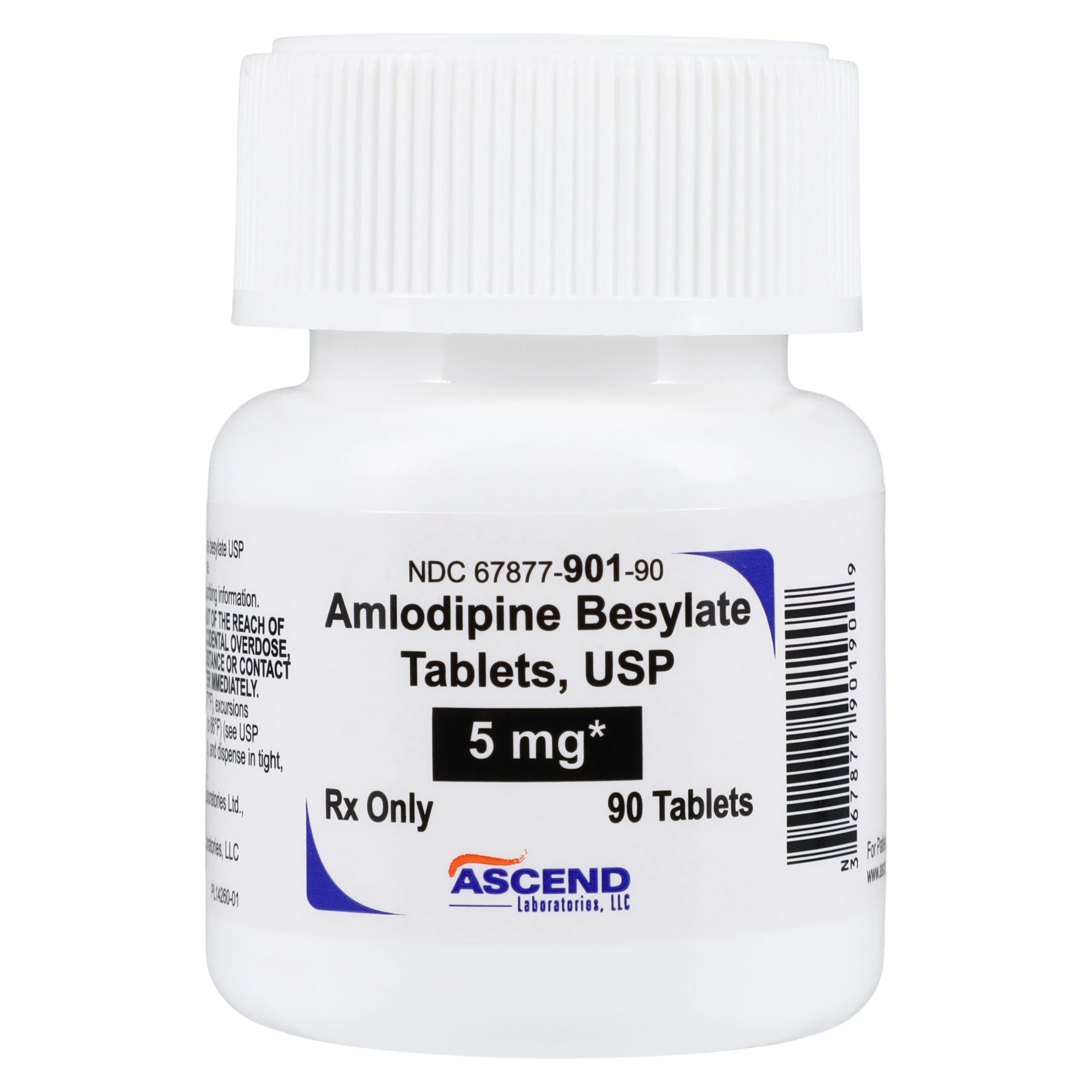 Amlodipine Besylate Tablets, 5mg, 90/Bottle, Ascend Laboratories - Amlodipine Besylate Tablets - Image 1