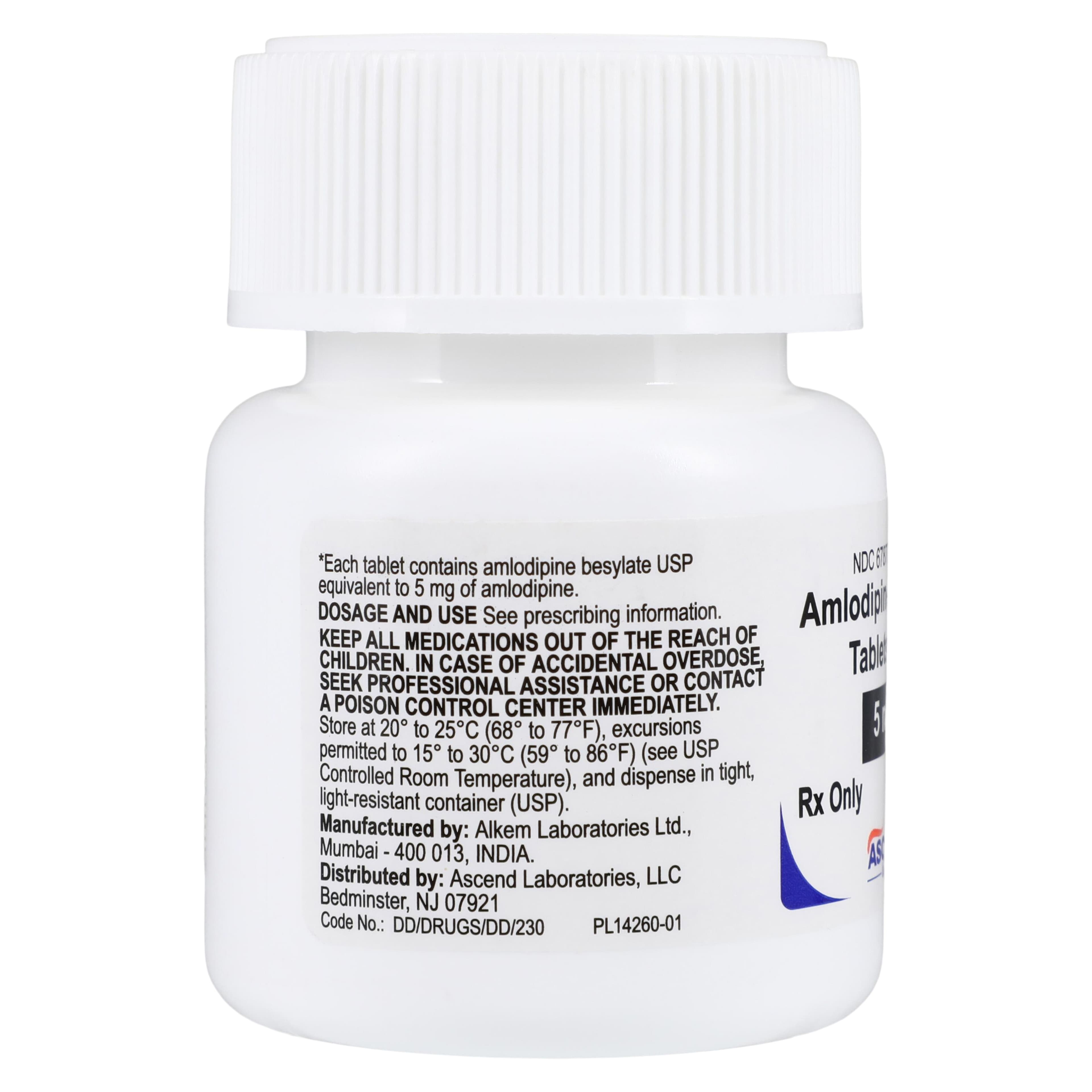 Amlodipine Besylate Tablets, 5mg, 90/Bottle, Ascend Laboratories thumbnail 2