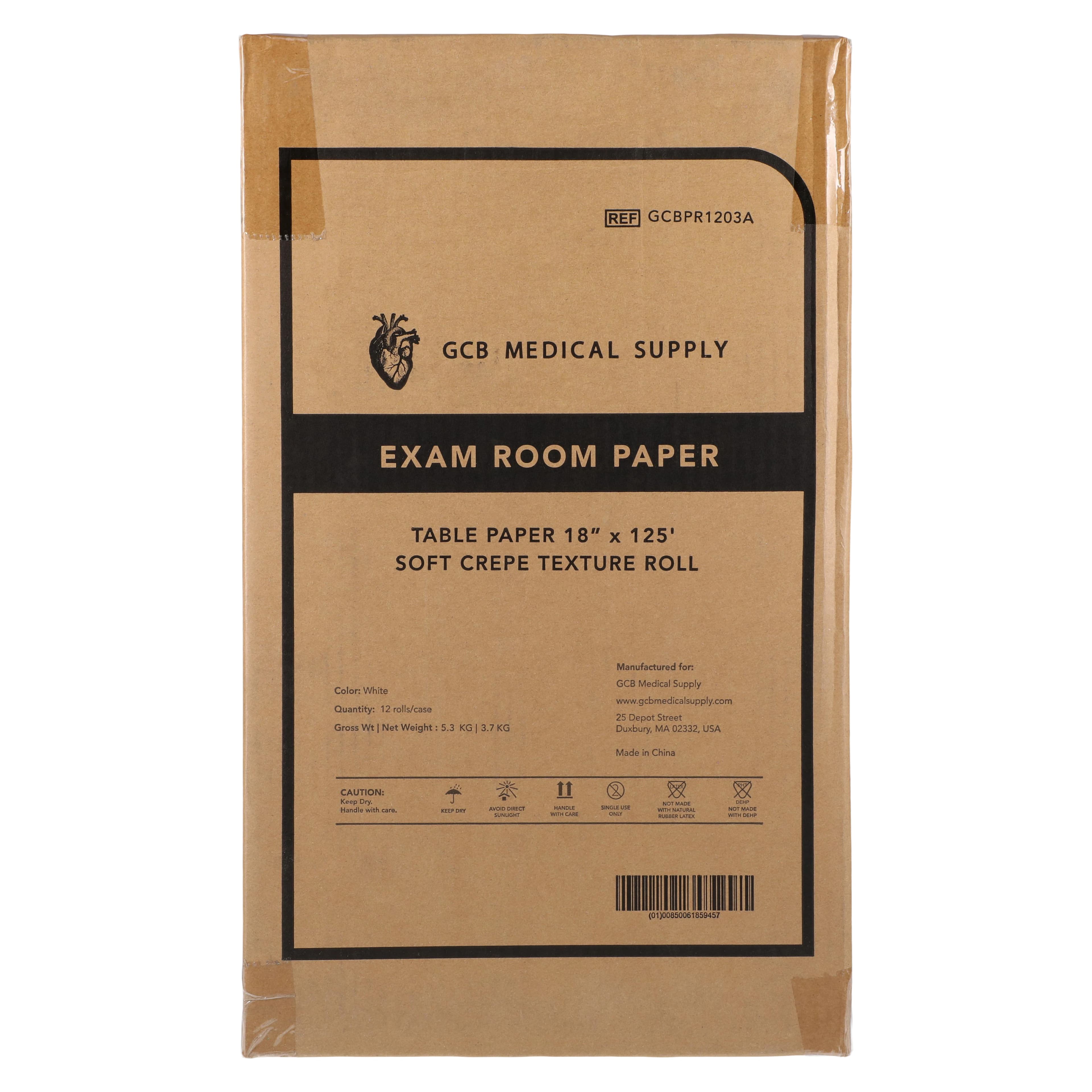 GCB Medical Exam Table Paper, Crepe, White, Non-Sterile, 18 in x 125 ft Roll, 12/Case thumbnail 2