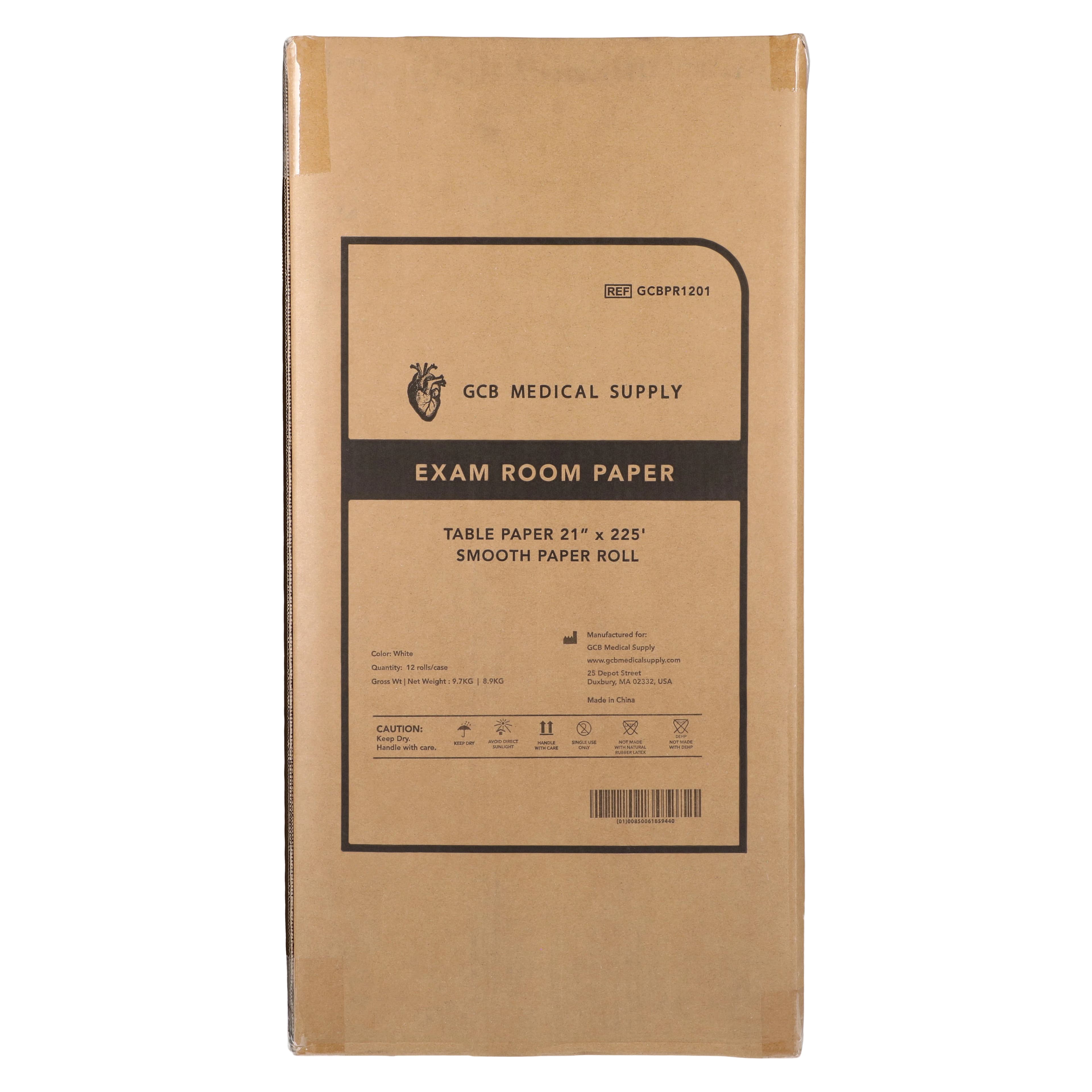 GCB Medical Exam Table Paper, Smooth, White, Non-Sterile, Disposable, 21 in x 225 ft Roll, 12/Case - TABLE PAPER SMOOTH - Image 1