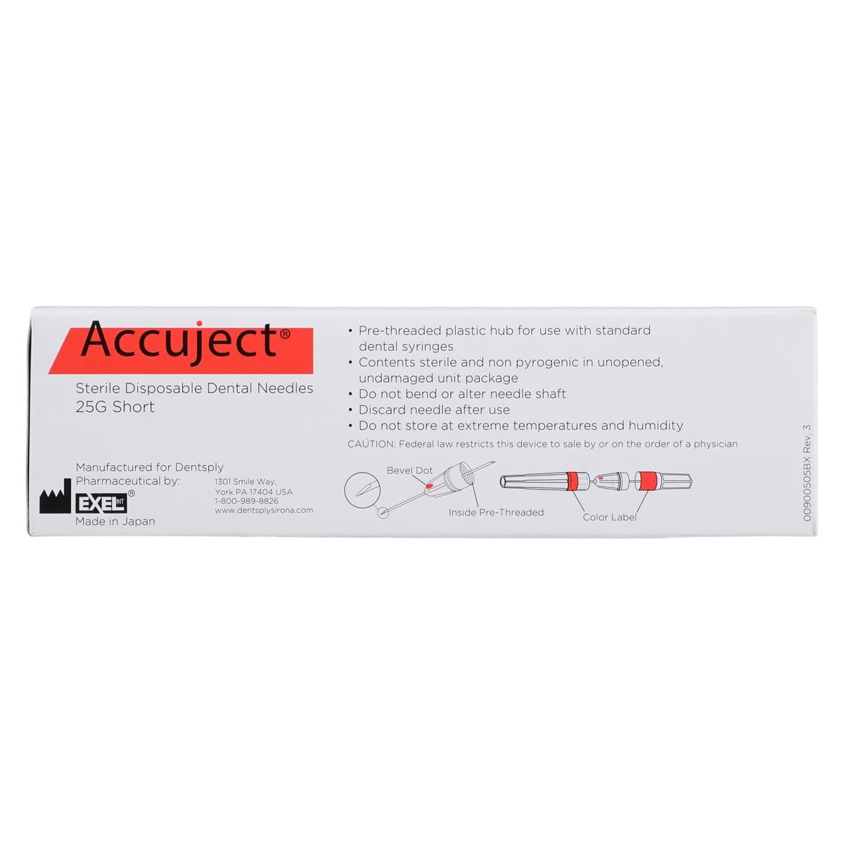 Accuject Disposable Dental Needle, 25 Gauge Short (21mm), Plastic Hub, Sterile, 100/Box, 900505 thumbnail 6