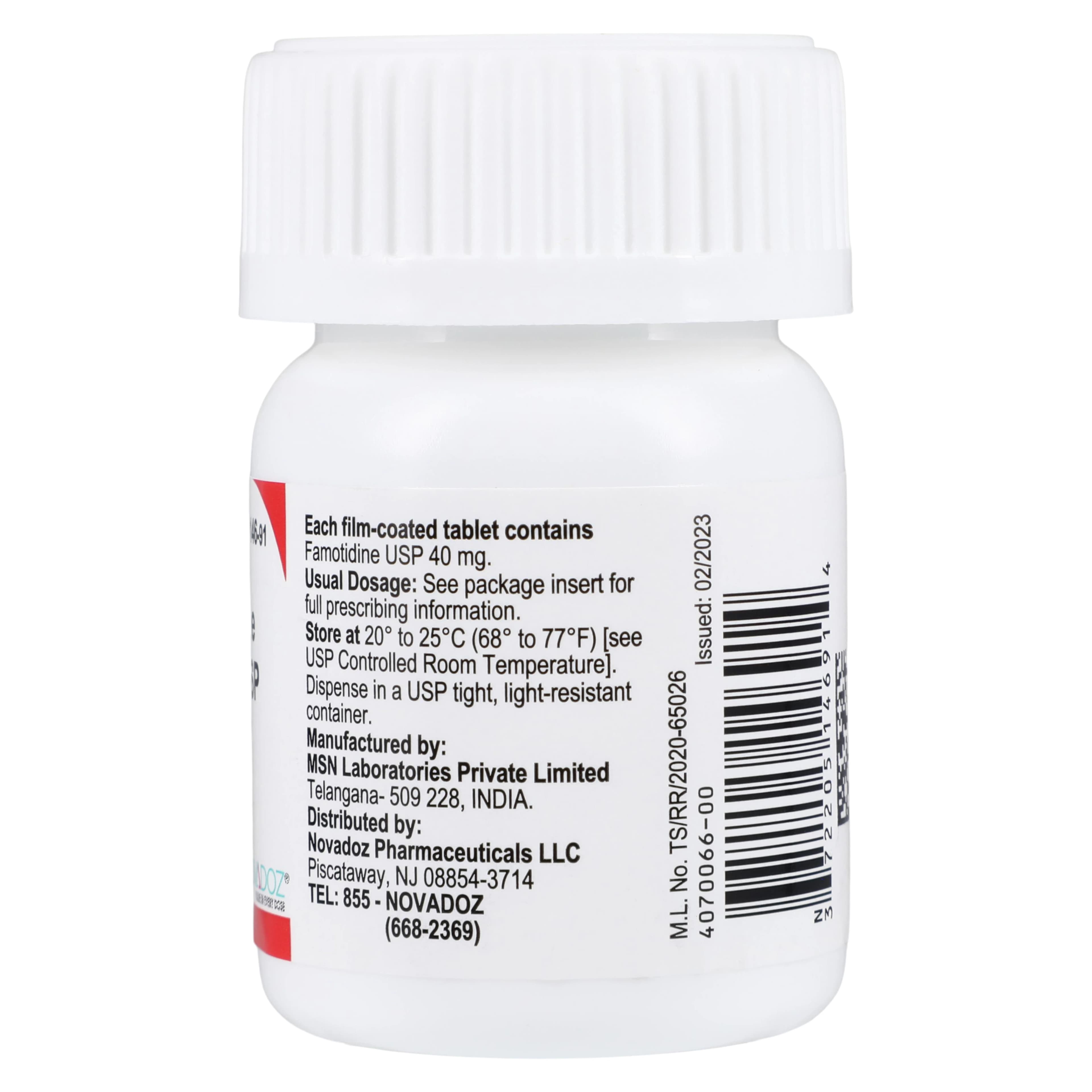 Famotidine Tablets, 40mg, 100/Bottle, Novadoz Pharmaceuticals - Famotidine Tablets - Image 1