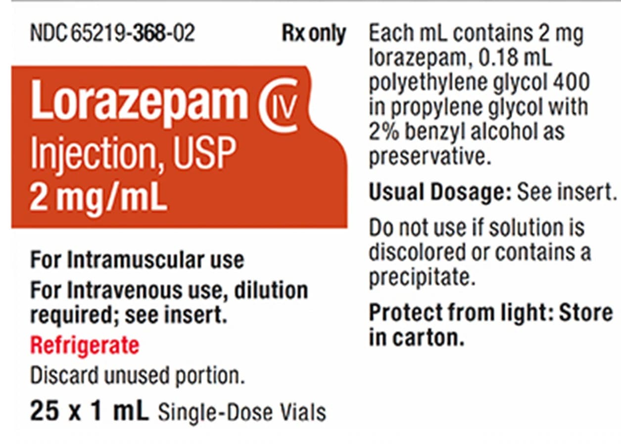 Lorazepam Injection 2 mg/mL, Single-Dose Vial, 1 mL, 25/Package - Lorazepam Inj SDV 1mL - Image 1