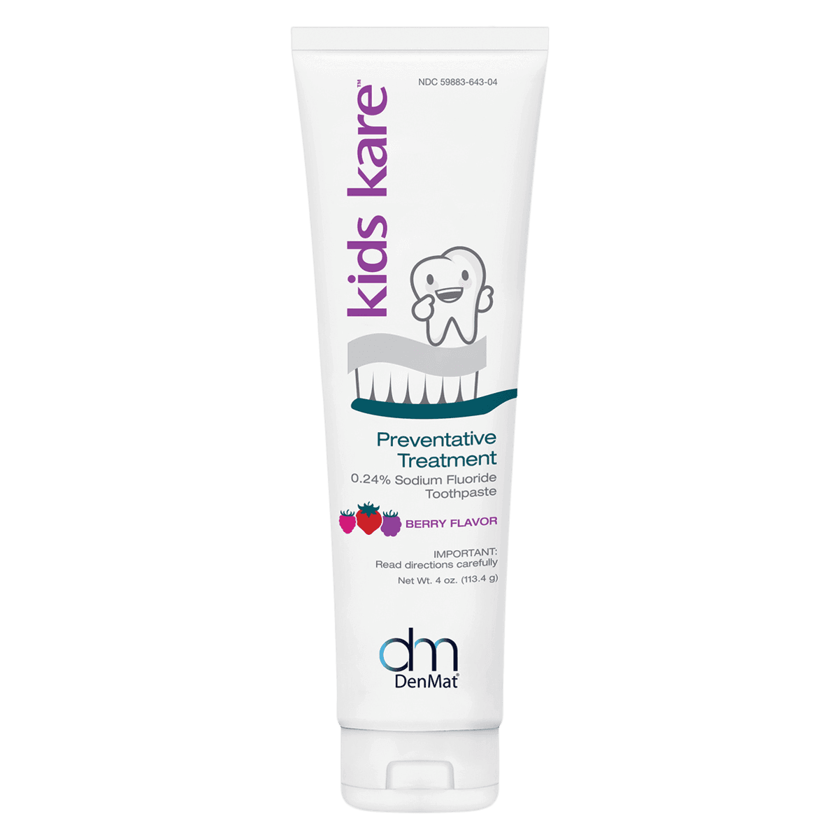 Kids Kare 0.24% Neutral Sodium Fluoride Toothpaste, Berry Flavor, 4 oz, 12/Box, 2130PEDD - Kids Kare 0.24% Neutral Sodium Fluoride Toothpaste, Kids Kare 0.24% Neutral Sodium Fluoride Toothpaste, 2130PEDD - Image 1