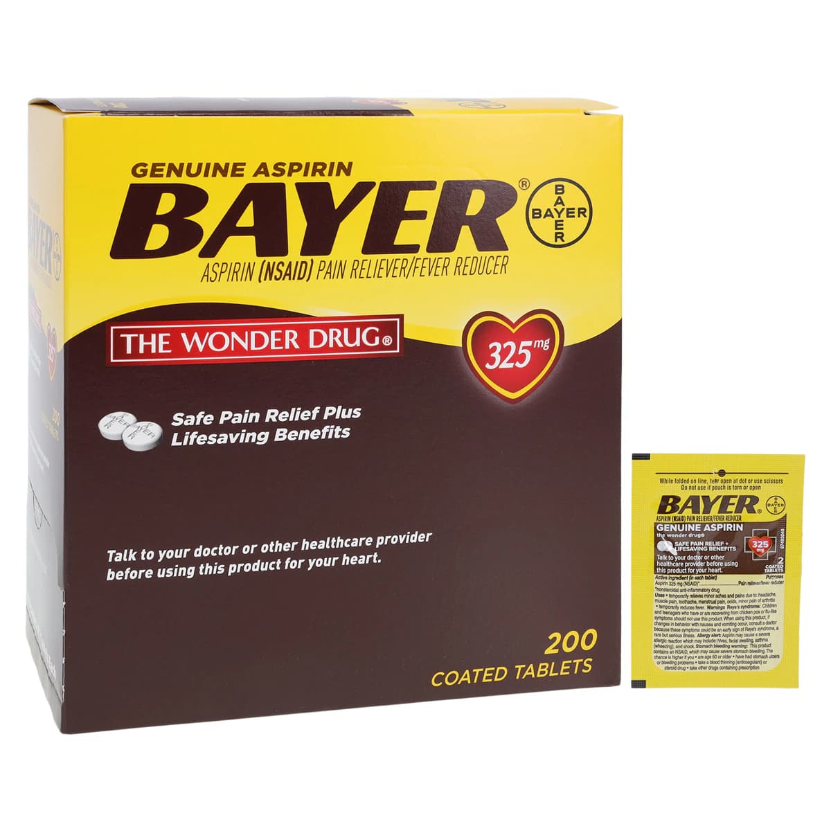 Bayer Aspirin Tablets, 325mg, 100 Count Dispenser, 2/Box thumbnail 2