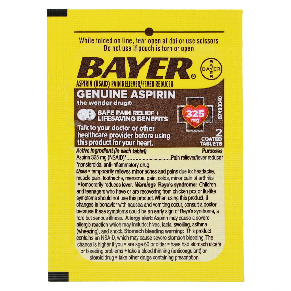 Bayer Aspirin Tablets, 325mg, 100 Count Dispenser, 2/Box thumbnail 3