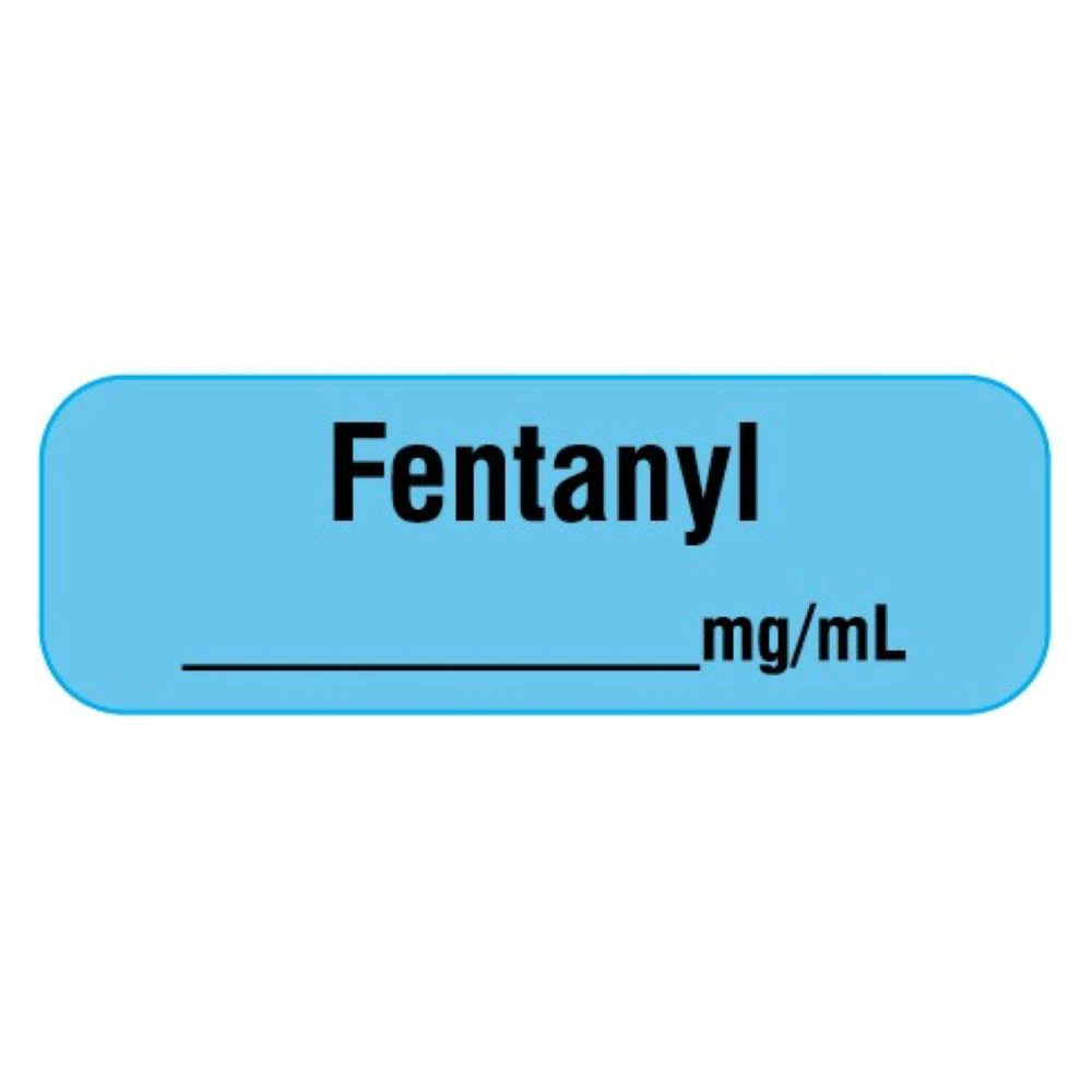 Shamrock Scientific Fentanyl Syringe Identification Labels, Precut, Blue, 1/2" x 500" Roll, 318 Labels per Roll - Label "Fentanyl" f/ Syringe Id - Image 1
