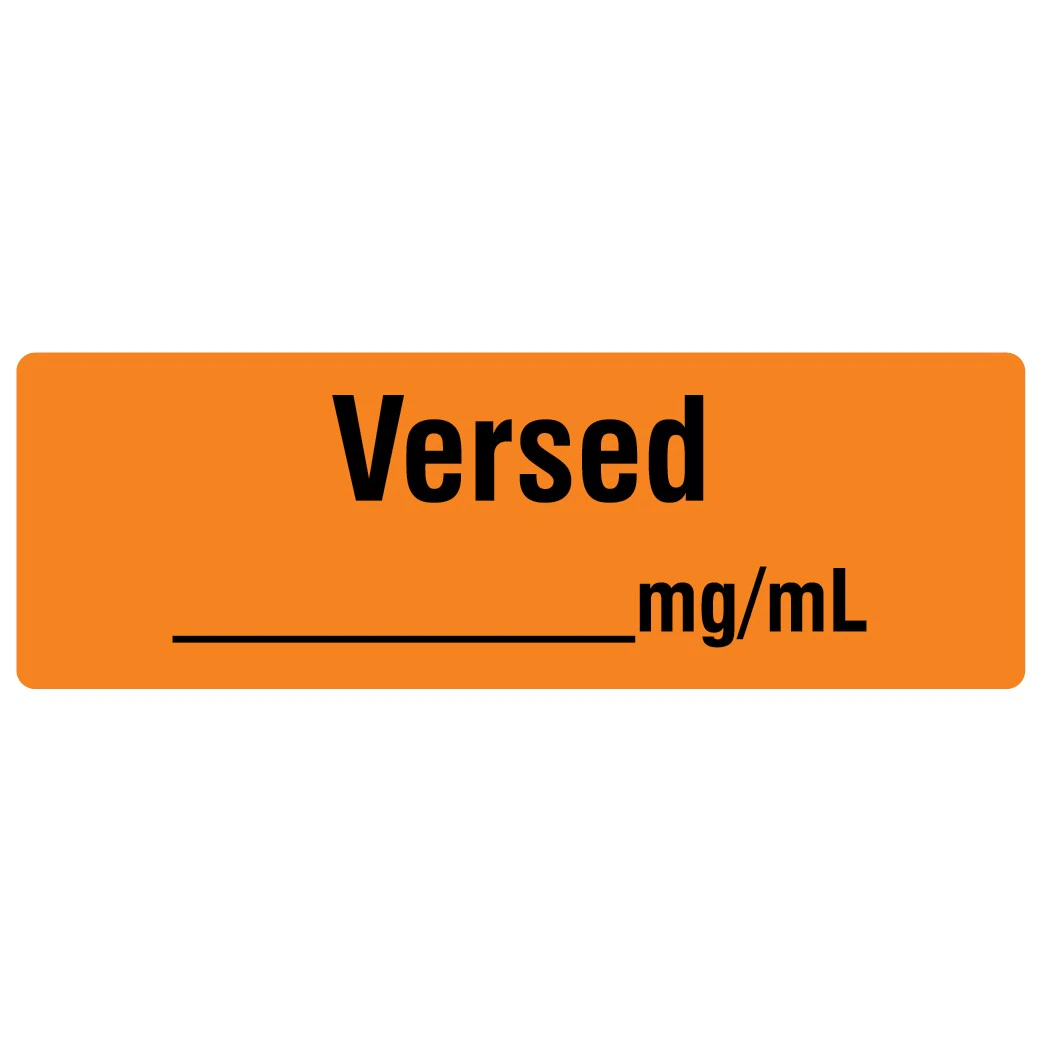 Shamrock Scientific Versed Syringe ID Label, Precut, Orange, 1/2" x 500" Roll, 318 Labels/Roll - Label "Versed" f/ Syringe Id - Image 1