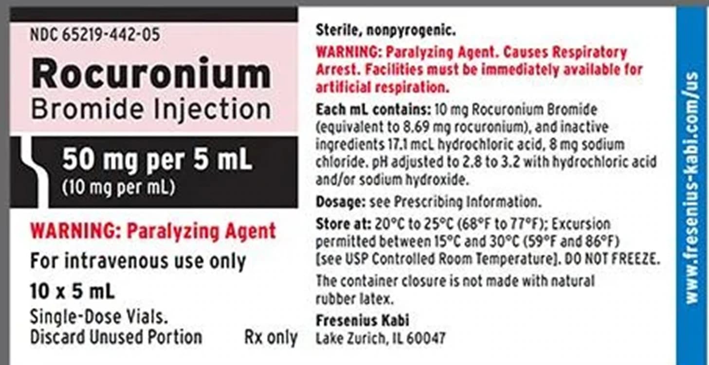 Rocuronium Bromide Injection, 10 mg/mL, Single-Dose Vial, 5 mL, Room Temperature Stable, 10/Package - Rocuronium Bro Inj SDV 5mL RTS - Image 1