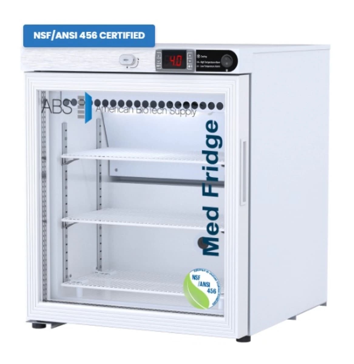 American Biotech Supply Vaccine Refrigerator, Countertop, 1 Cu Ft, Glass Door, Left Hinge - Refrigerator Vaccine Counterto - Image 1