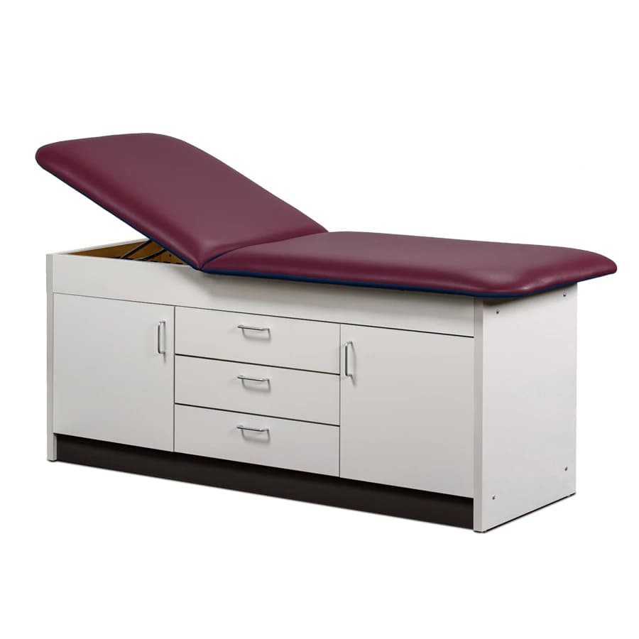 Clinton Industries HomeTeam Treatment Table with Cabinet, Drawer, and Closed Door, Gray, 425 lb Capacity - Cab Table w/Drwr Close Dr - Image 1