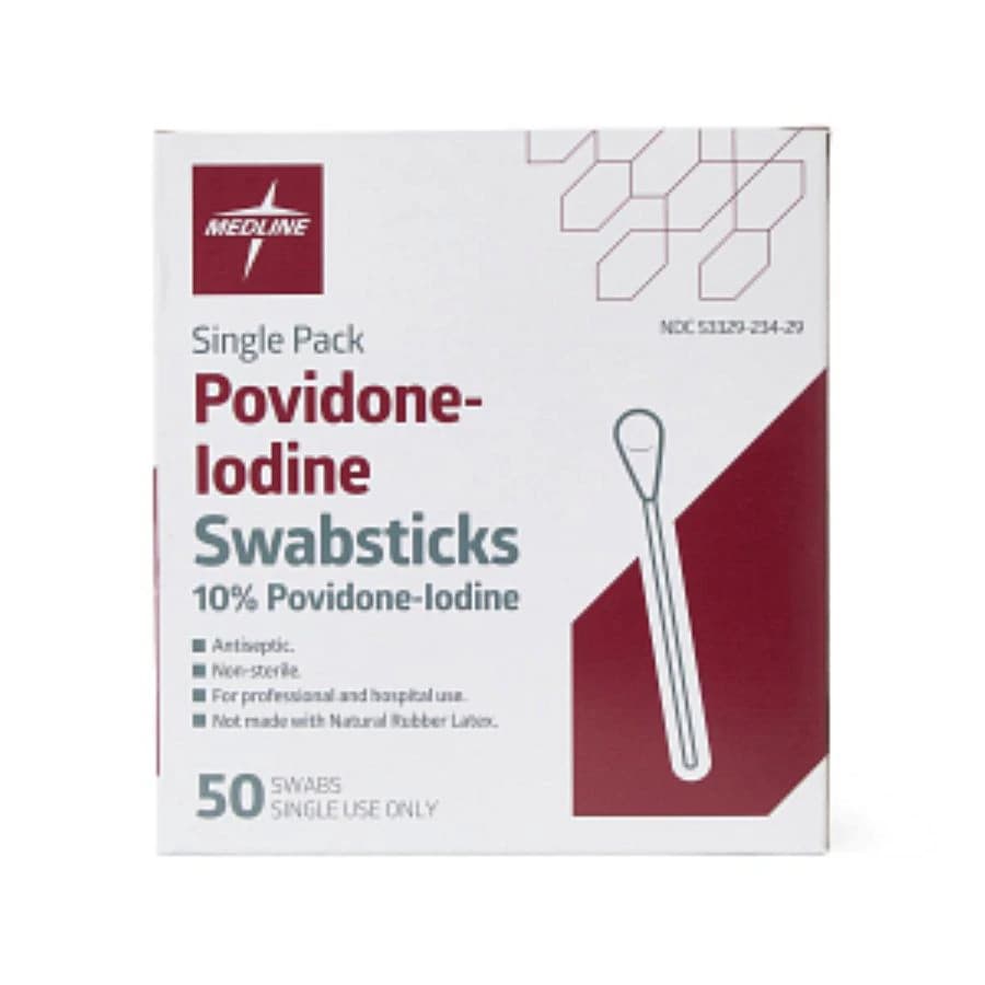 Medline Povidone-Iodine Swabstick, 10% PVP Iodine, Non-Sterile - Swabstick Povidone-Iodine - Image 1