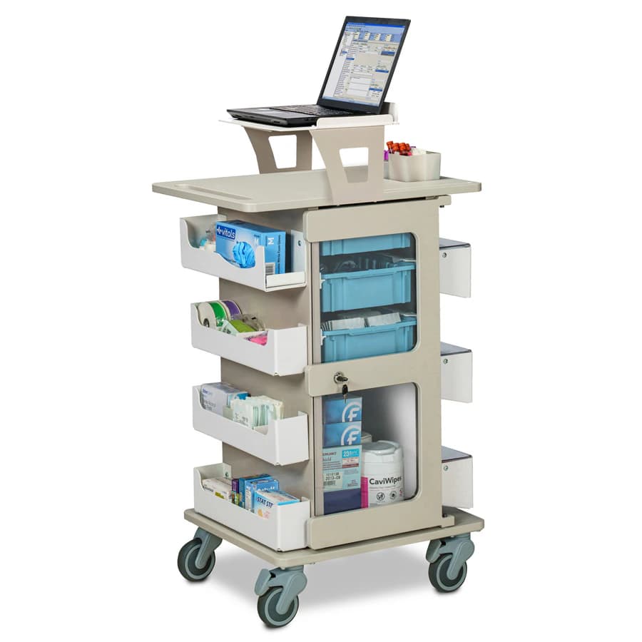 Clinton Industries Phlebotomy Cart, 25.25" x 19" x 37.5", 4 Swivel Casters with 2 Locking, Door Key Lock thumbnail 2