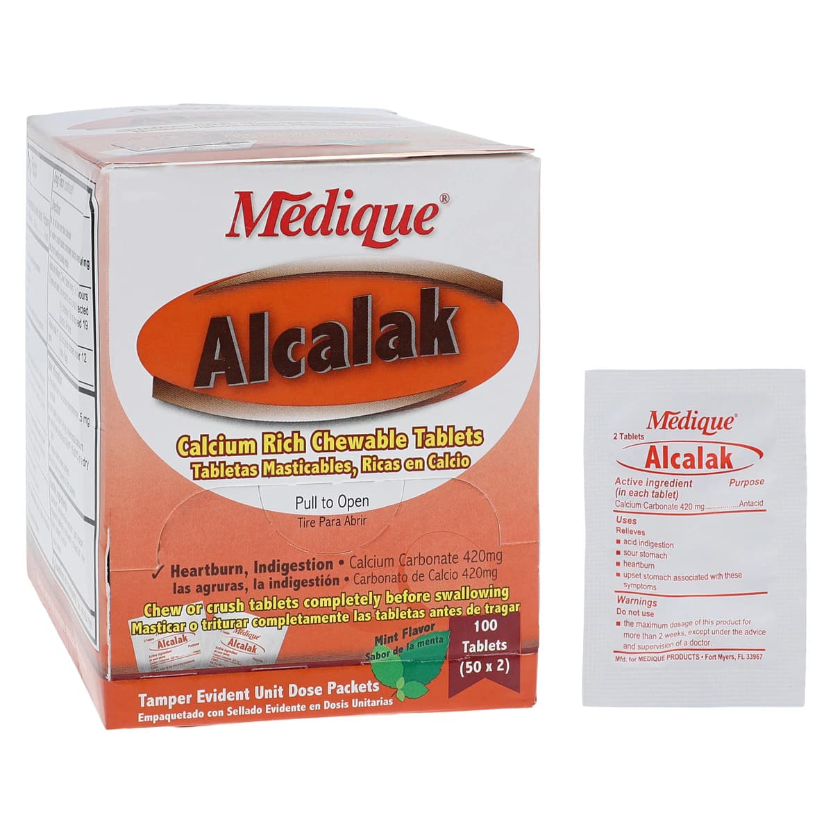Alcalak Tablets Antacid, 420mg, Spearmint, 50x2/Box thumbnail 2