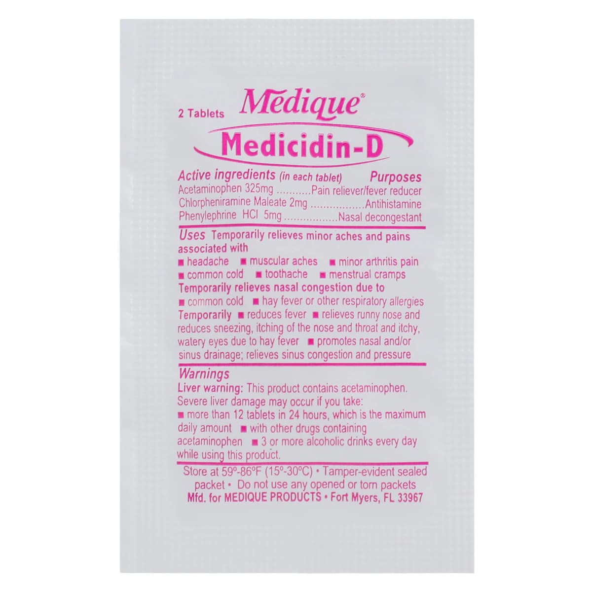 Medicidin-D Allergy Tablets, 325/2/5mg, Unit Dose, 250x2/Box thumbnail 3