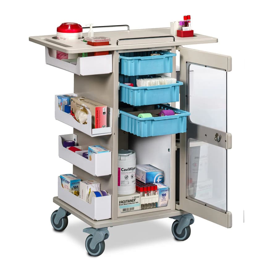 Clinton Industries Phlebotomy Select Cart, 32x19x37.5", 4 Swivel Casters with Locking Key Lock thumbnail 2
