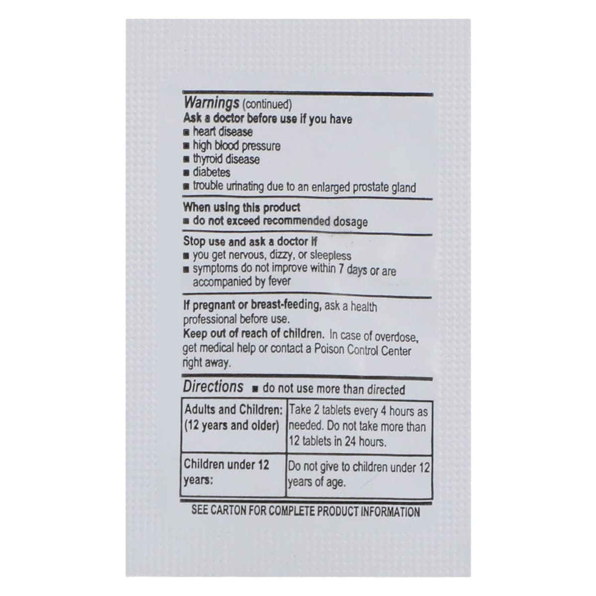 Medique Medi-Phenyl Sinus Decongestant Tablets, 5 mg, Unit Dose Packets, 250 x 2/Box thumbnail 3