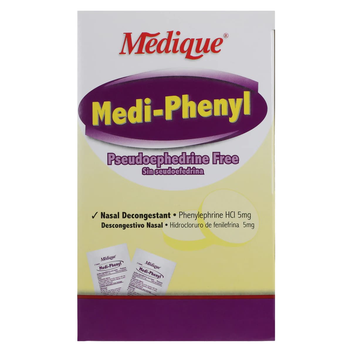Medique Medi-Phenyl Sinus Decongestant Tablets, 5 mg, Unit Dose Packets, 250 x 2/Box thumbnail 6
