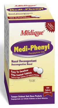 Medique Medi-Phenyl Sinus Decongestant Tablets, 5 mg, Unit Dose Packets, 250 x 2/Box - Med-Phenyl Decong Tabs - Image 1