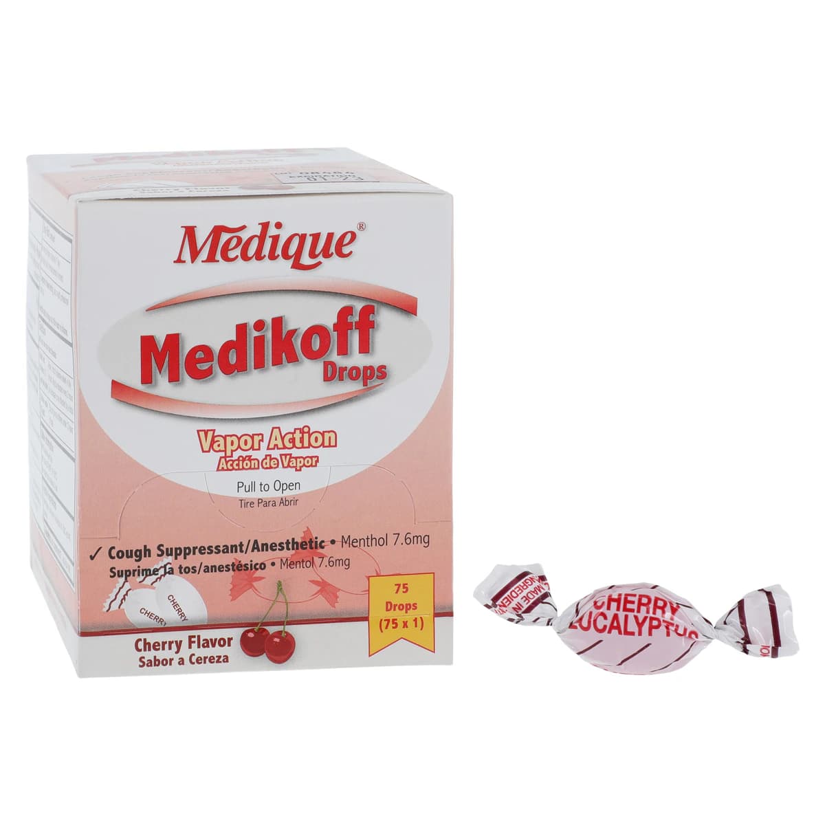 Medikoff Cough Drops, 7.6mg, Cherry Flavor, 75/Package thumbnail 2