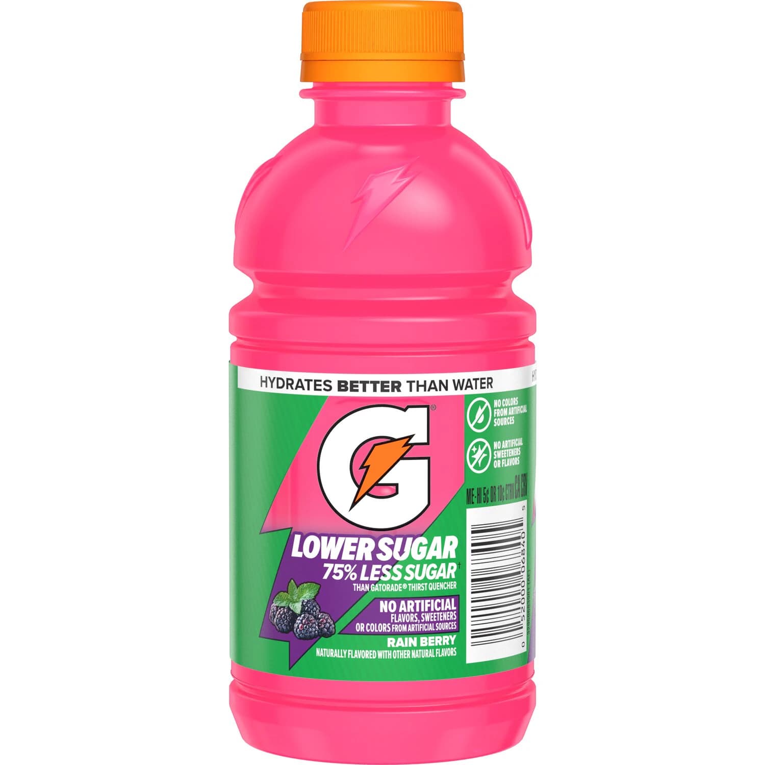 Gatorade Lower Sugar Oral Electrolyte Replenishment Sports Beverage, Rain Berry, 12 oz Bottle, 24/Case - Gatorade Low Sg RTD 12oz - Image 1
