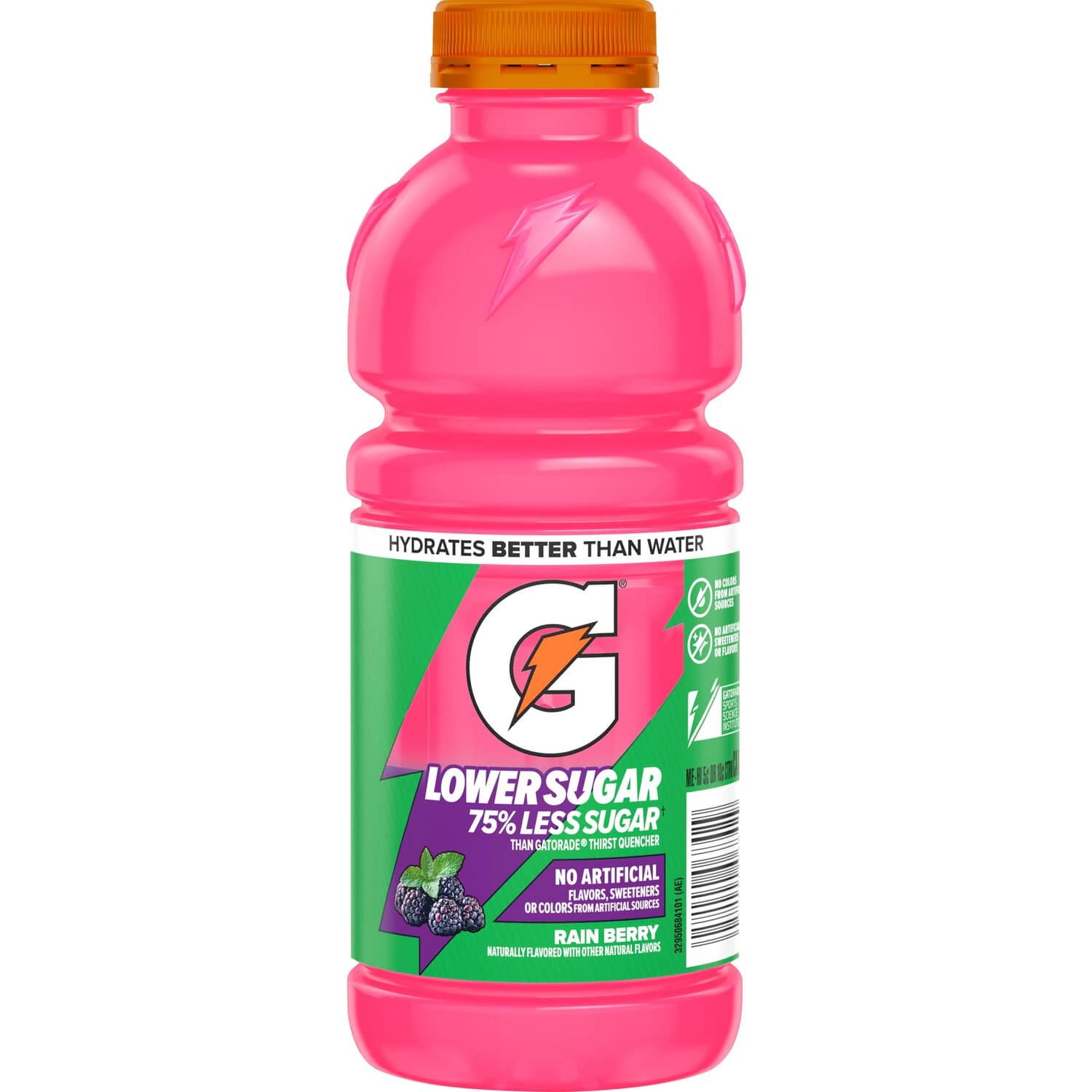 Gatorade Lower Sugar Oral Electrolyte Replenishment Sports Beverage, Rain Berry, 20 oz Bottle, 24/Case - Gatorade Low Sg RTD 20oz - Image 1