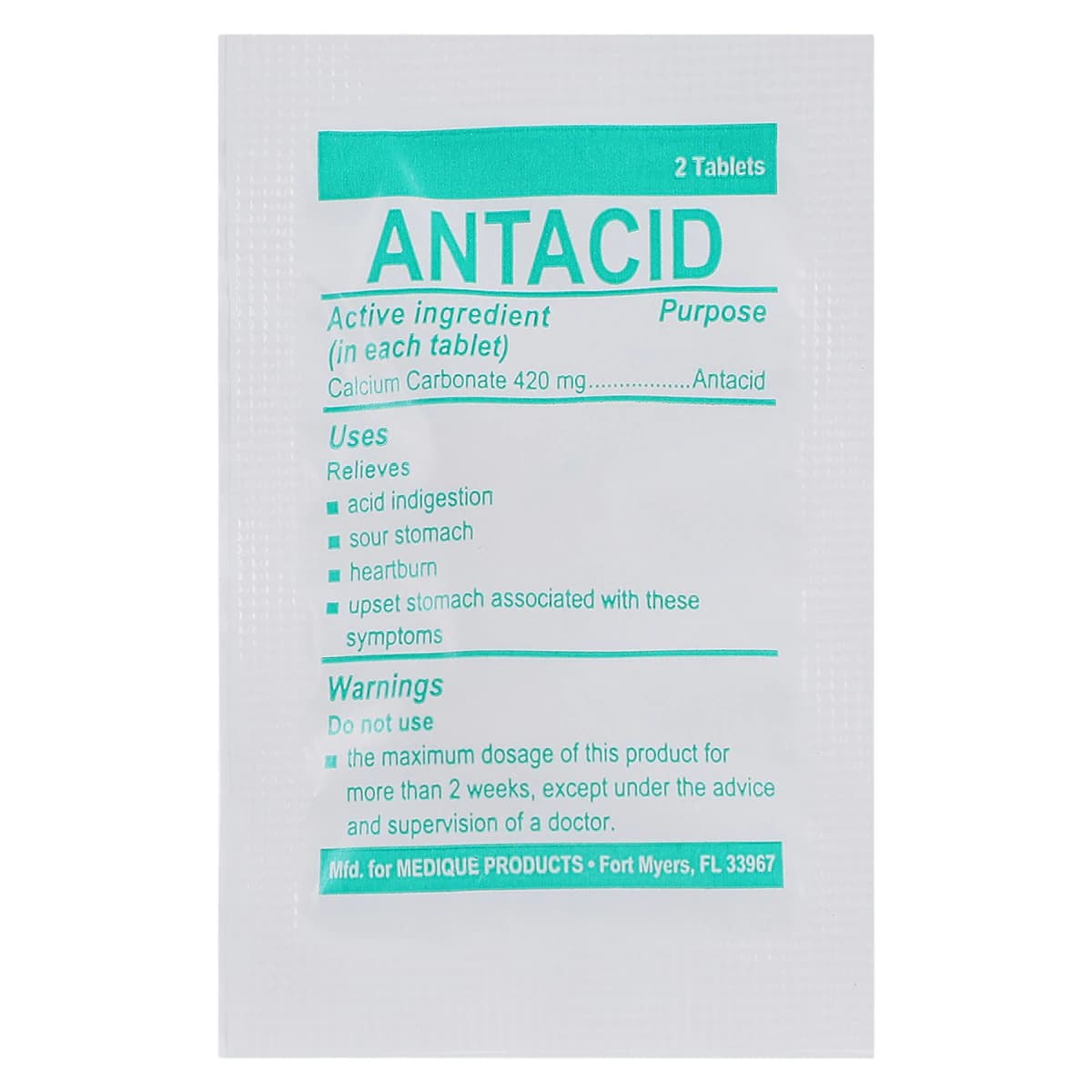 Medi-1st Antacid Chew Tabs, 420mg, Unit Dose Pack, 250x2/Box thumbnail 3