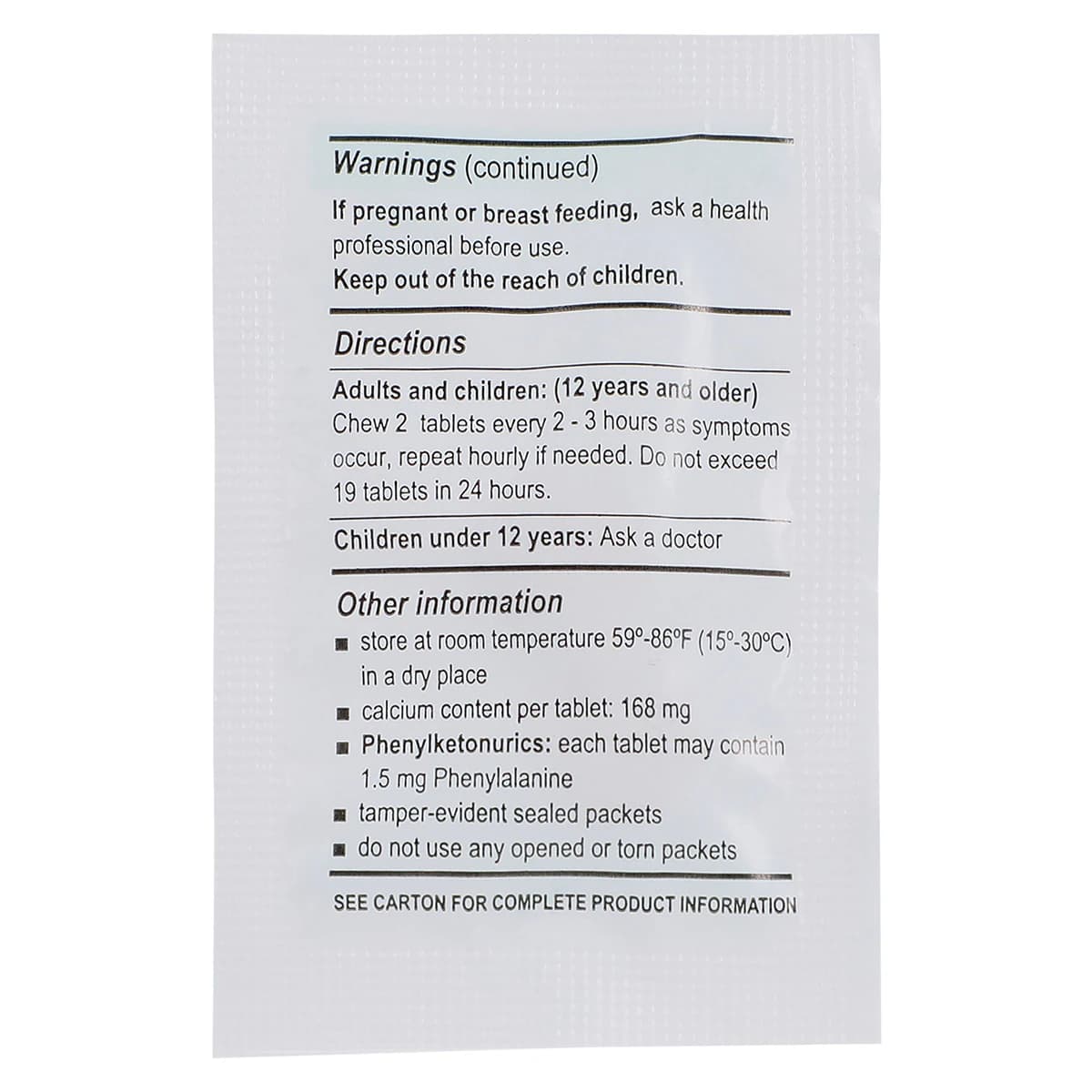 Medi-1st Antacid Chew Tabs, 420mg, Unit Dose Pack, 250x2/Box thumbnail 4
