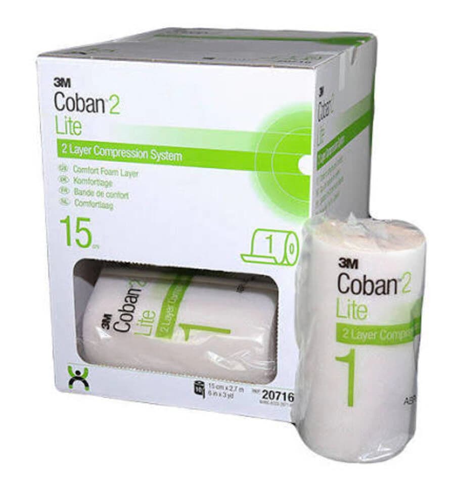 Coban 2 Lite Compression Bandage, Polyurethane, 6" x 3 yd, White/Beige, 40/Case - Coban 2 Lite Comfort Foam Lay - Image 1