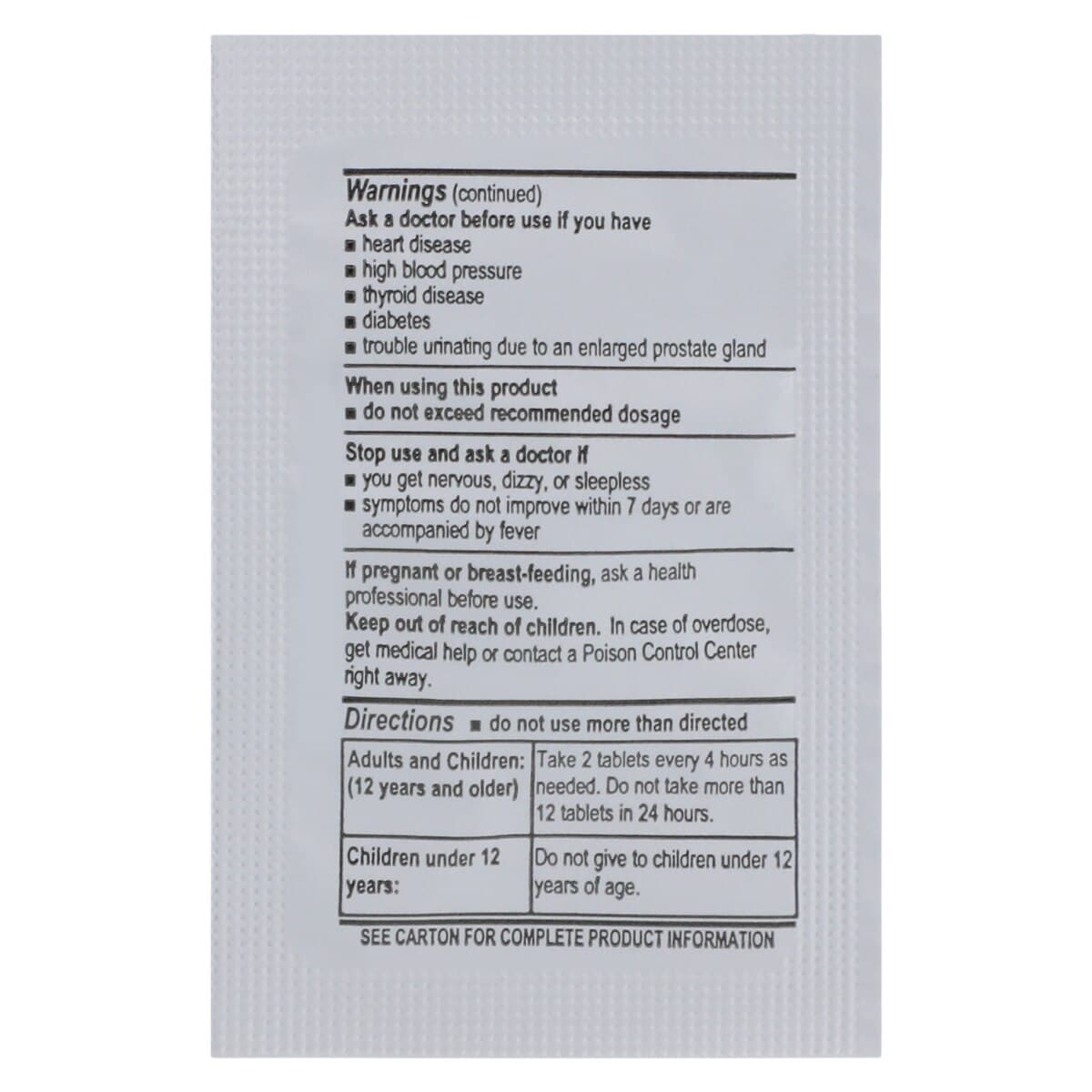 Medique Medi-Phenyl Sinus Decongestant Tablets, 5 mg, Unit Dose Packet, 50 x 2/Box thumbnail 3