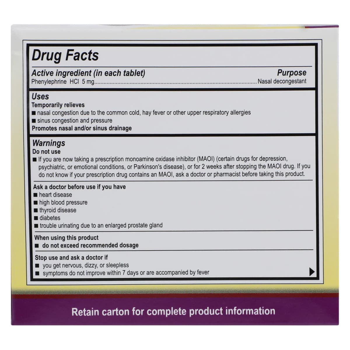 Medique Medi-Phenyl Sinus Decongestant Tablets, 5 mg, Unit Dose Packet, 50 x 2/Box thumbnail 8