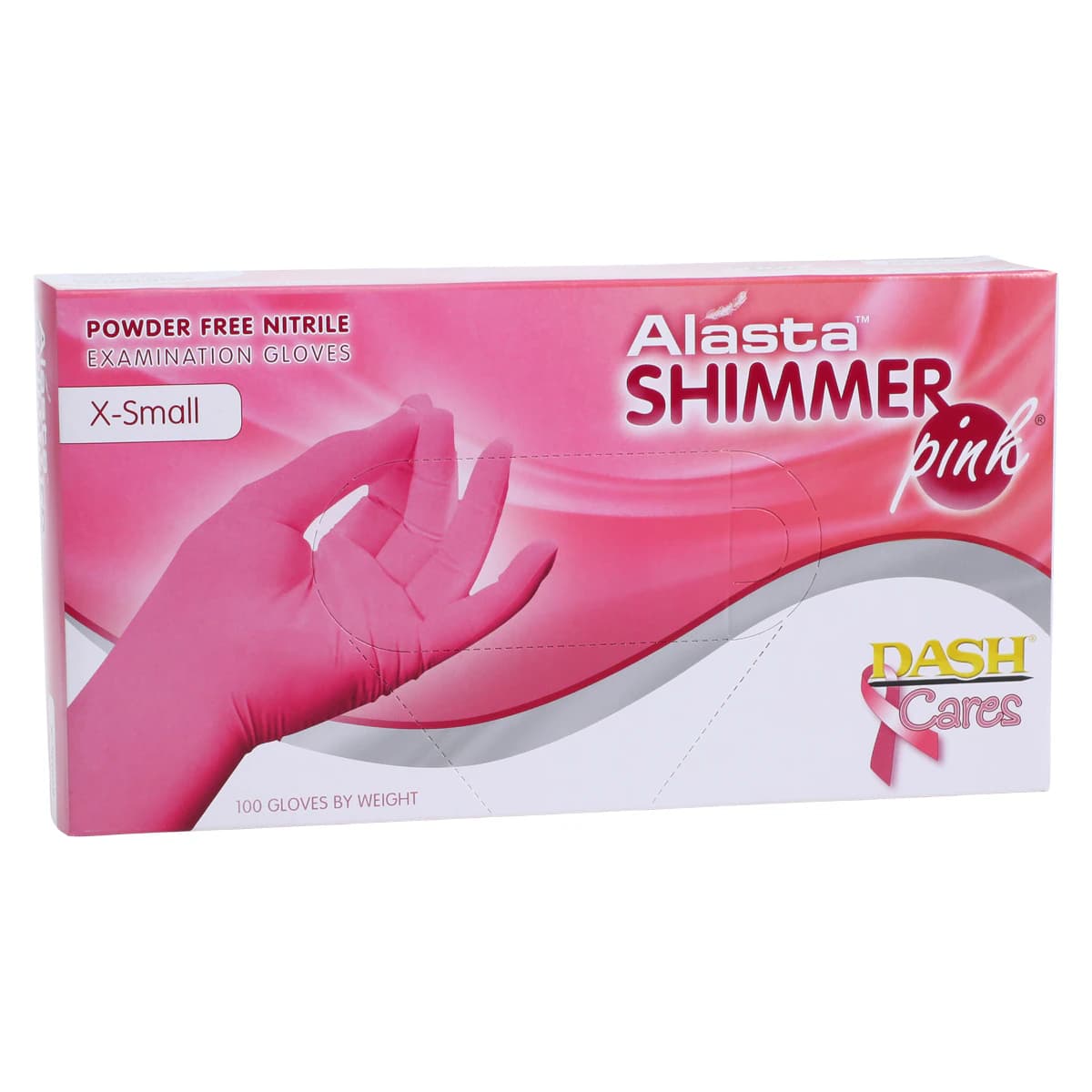 Alasta Shimmer Pink Nitrile Exam Gloves, Powder-Free, Non-Sterile, Extra Small, 100/Box, PNK100XS thumbnail 4