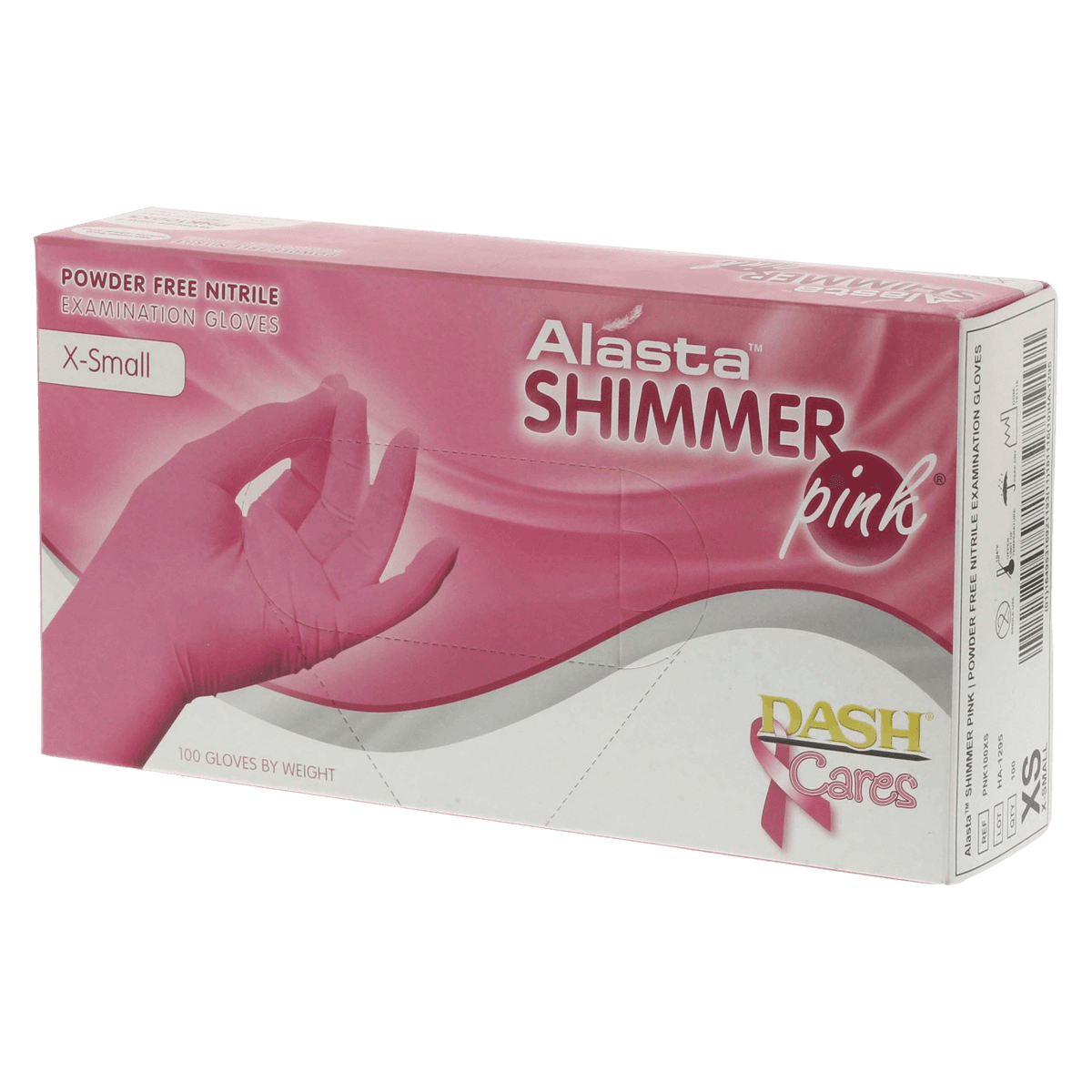 Alasta Shimmer Pink Nitrile Exam Gloves, Powder-Free, Non-Sterile, Extra Small, 100/Box, PNK100XS thumbnail 2