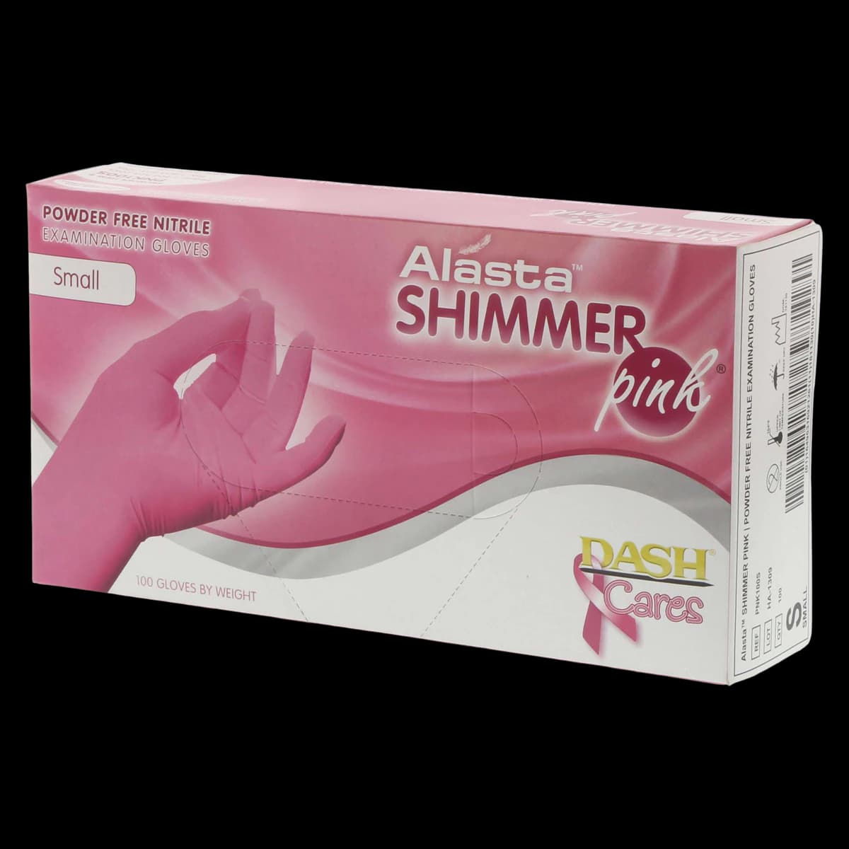 Alasta Shimmer Nitrile Exam Gloves, Powder-Free, Non-Sterile, Small, Pink, 100/Box, PNK100S - Alasta Shimmer Nitrile Exam Gloves, Powder-Free, Small, Pink, 100/Box, PNK100S - Image 1