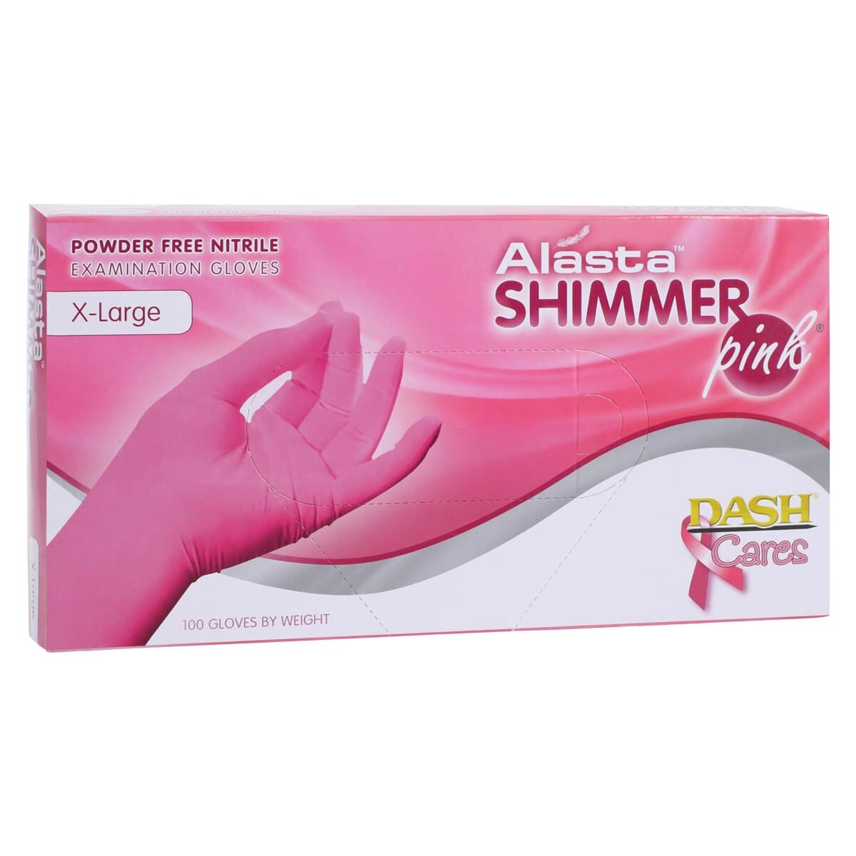 Alasta Shimmer Pink Nitrile Exam Gloves, Powder Free, Non-Sterile, Extra Large, 100/Box thumbnail 4