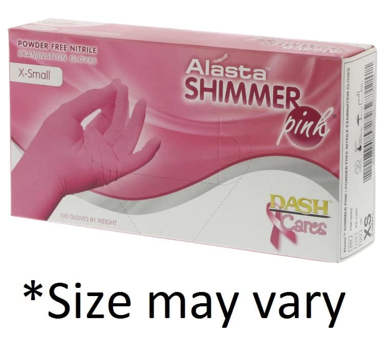 Alasta Shimmer Pink Nitrile Exam Gloves, Powder Free, Non-Sterile, Extra Large, 100/Box thumbnail 2