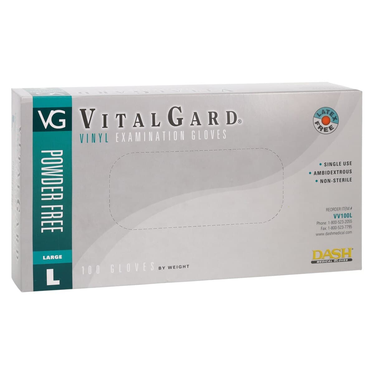 VitalGard® Vinyl Exam Gloves, Latex Free, Powder Free, Non-Sterile, Clear, Large, 100/Box thumbnail 4