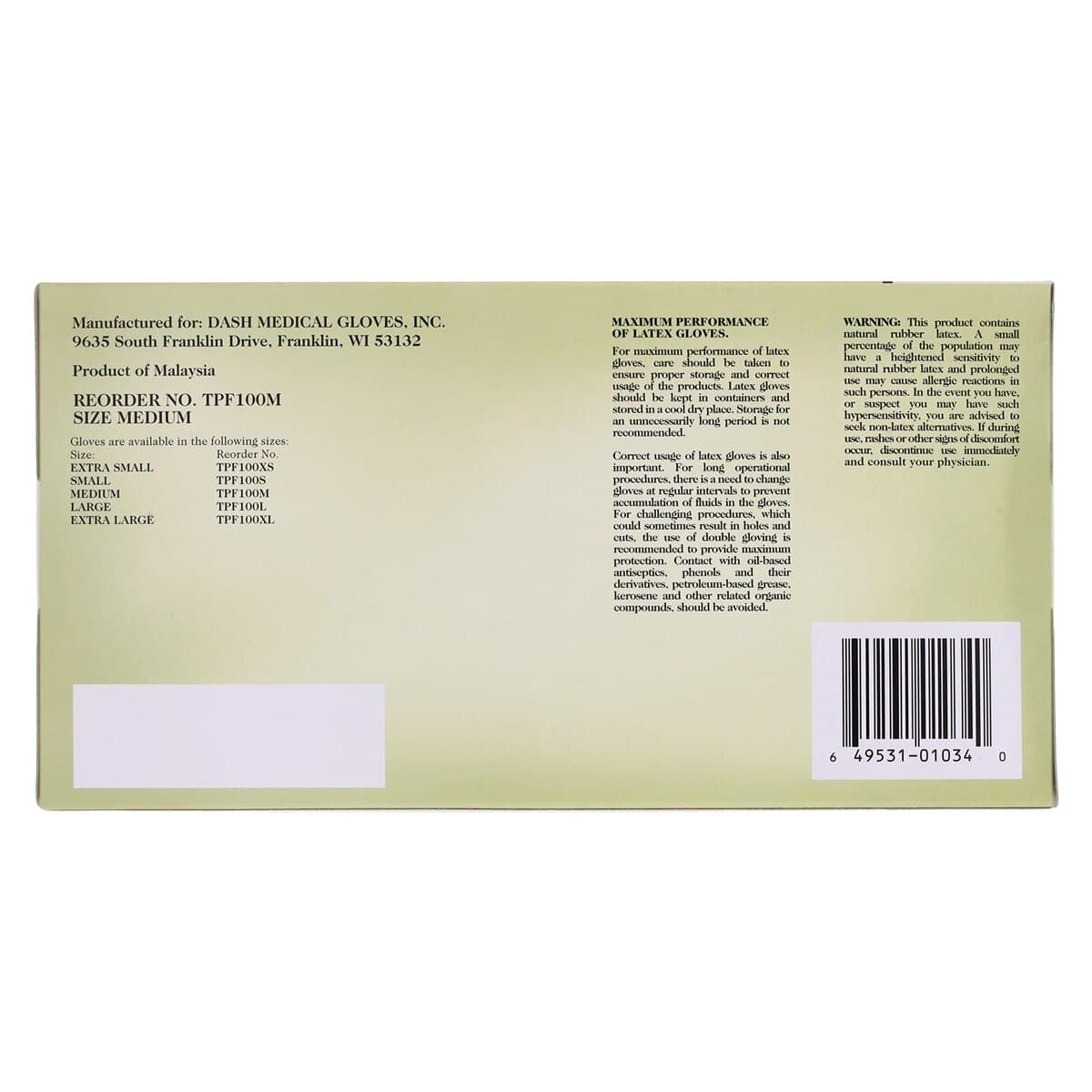 MicroPro™ Powder-Free Latex Exam Gloves, Textured, Medium, 100/Box, TPF100M thumbnail 9