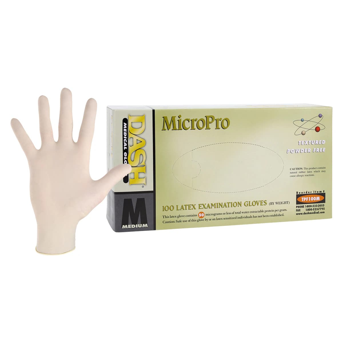 MicroPro™ Powder-Free Latex Exam Gloves, Textured, Medium, 100/Box, TPF100M thumbnail 2