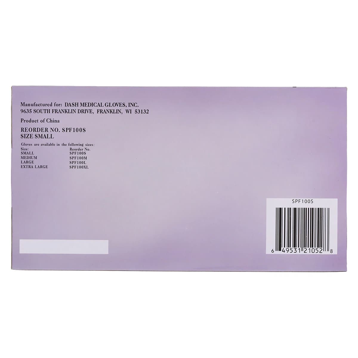 Dash PF Vinyl Examination Gloves, Powder Free, Non-Sterile, Small, Clear, 100/Box thumbnail 8