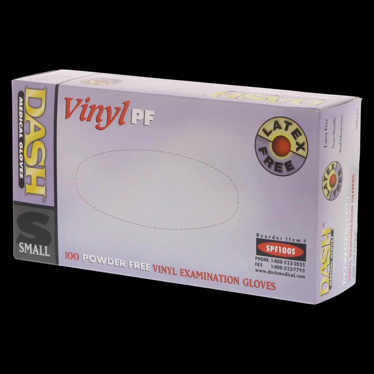 Dash PF Vinyl Examination Gloves, Powder Free, Non-Sterile, Small, Clear, 100/Box thumbnail 2