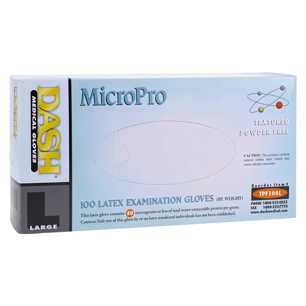 MicroPro™ Powder-Free Textured Latex Exam Gloves, Large, White, 100/Box, TPF100L thumbnail 4