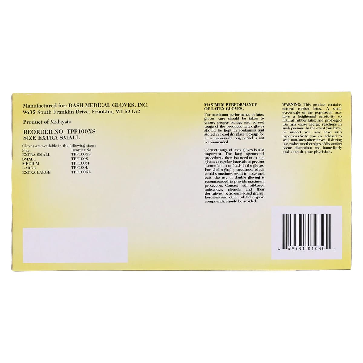 MicroPro™ Powder-Free Textured Latex Exam Gloves, Extra Small, Non-Sterile, Ambidextrous, 100/Box, TPF100XS thumbnail 9