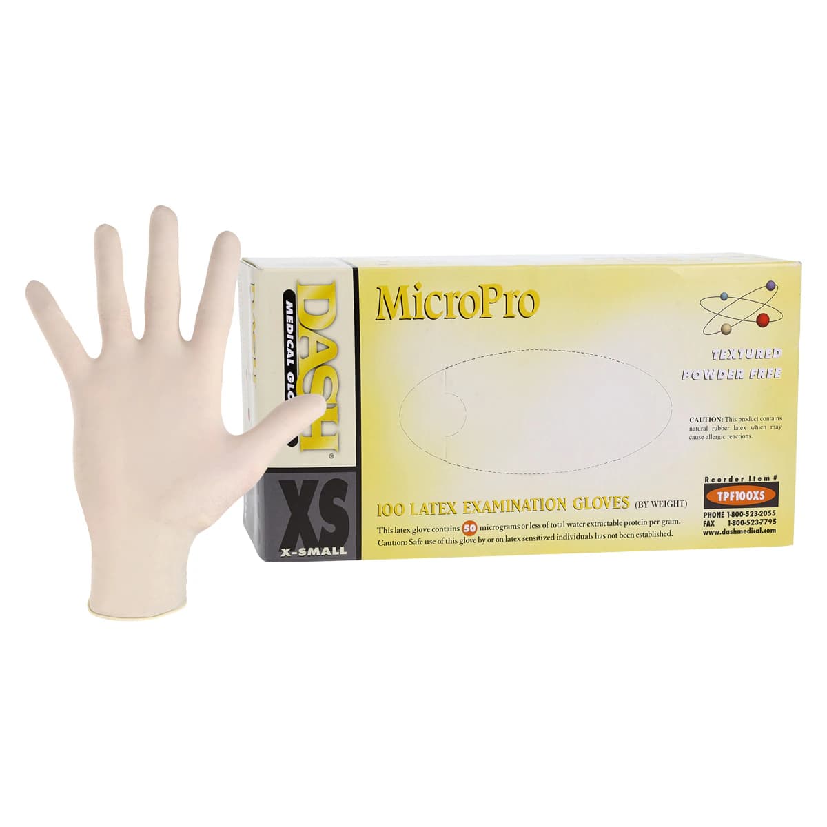 MicroPro™ Powder-Free Textured Latex Exam Gloves, Extra Small, Non-Sterile, Ambidextrous, 100/Box, TPF100XS thumbnail 2