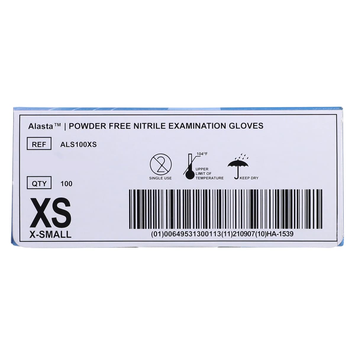 Alasta Soft Fit Nitrile Examination Gloves, Powder Free, Non-Sterile, X-Small, Blue, 100/Box, ALS100XS thumbnail 7